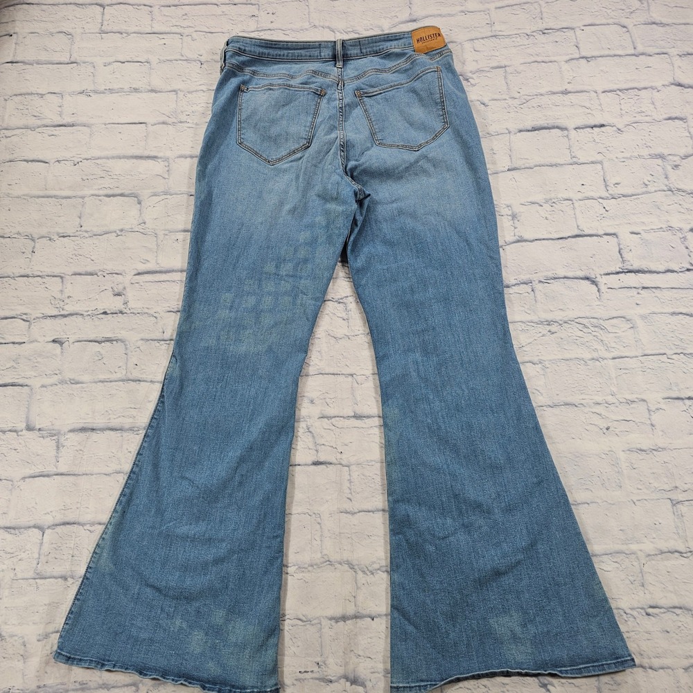 Hollister High Rise Vintage Flare Jeans Womens 33 Light Blue Stretch Denim - Picture 10 of 13